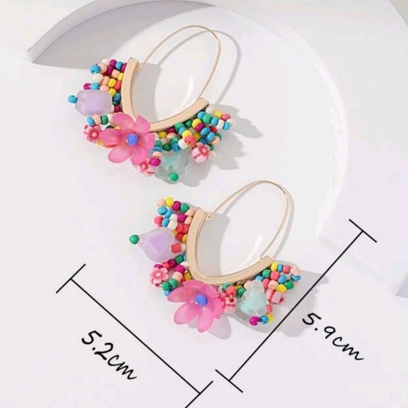 Gorgeous Floral Hoop Earrings - Picture 3 of 3